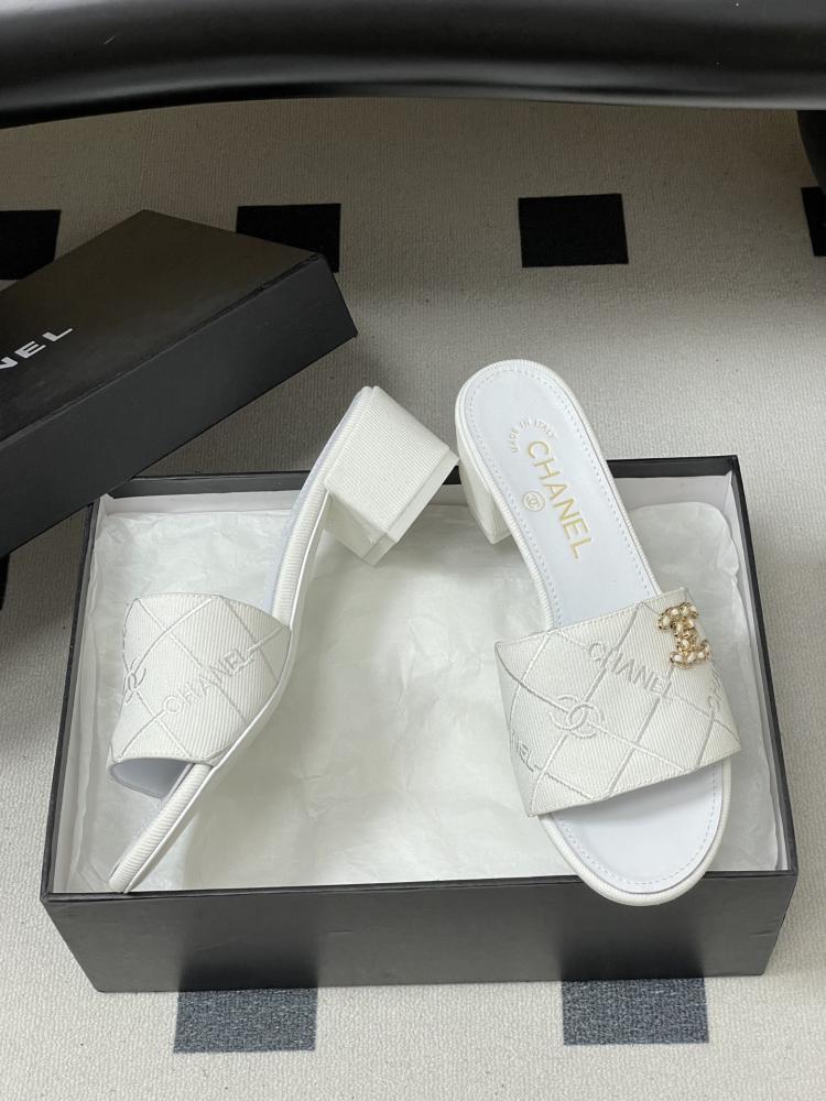 Chanel heels white