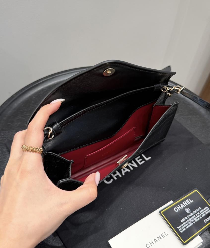 Chanel 26s Crocodile Clutch Bag - Black
