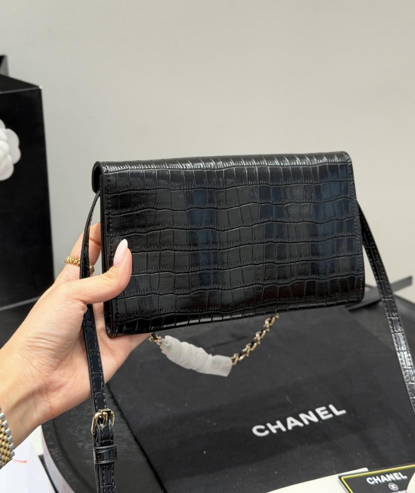 Chanel 26s Crocodile Clutch Bag - Black