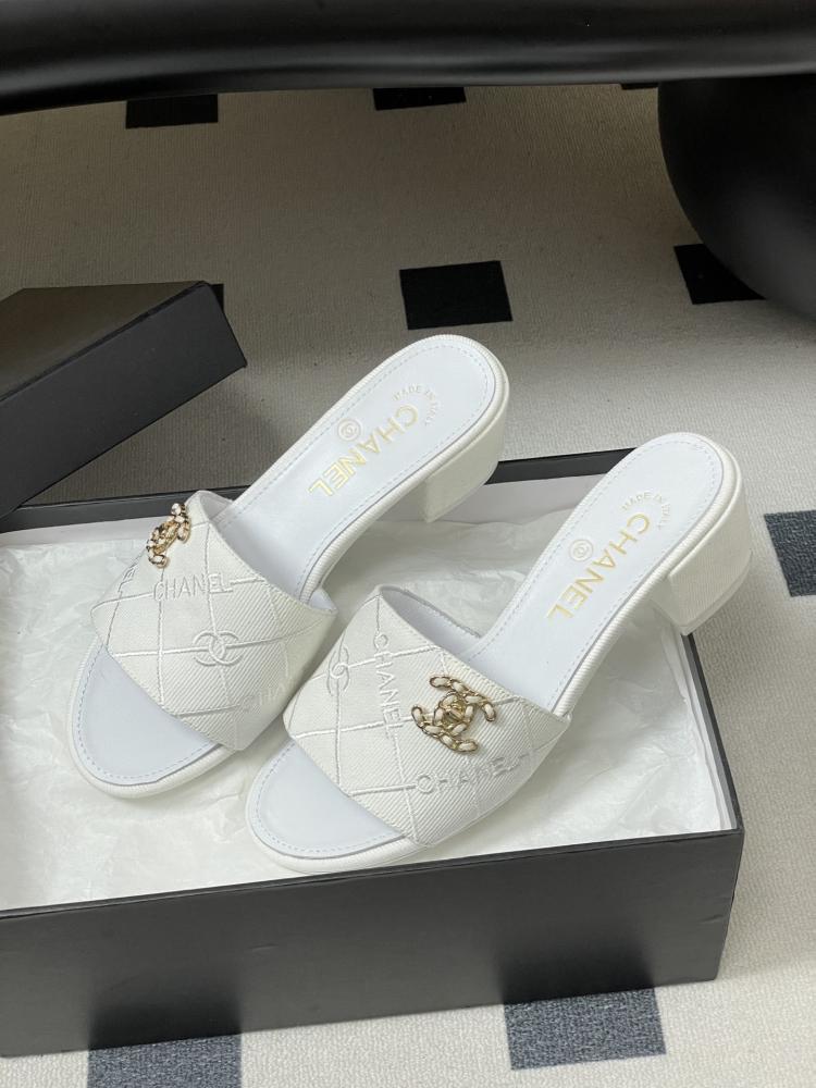 Chanel heels white
