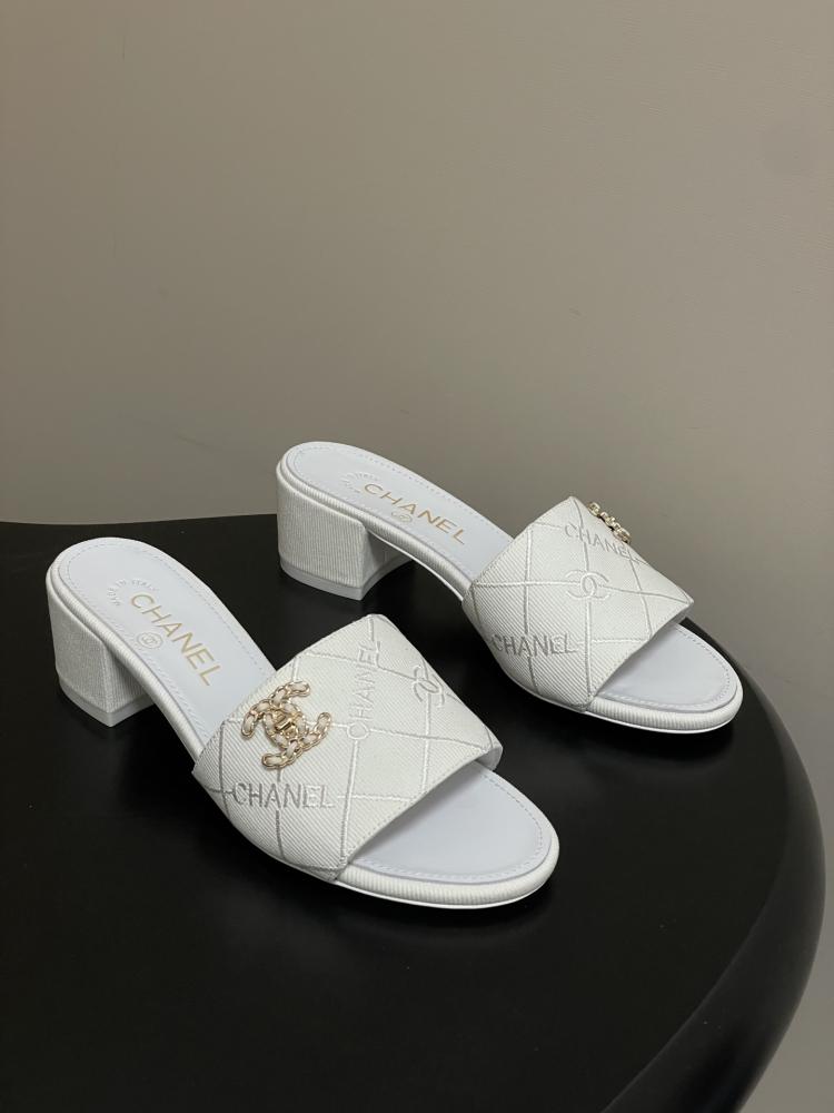Chanel heels white