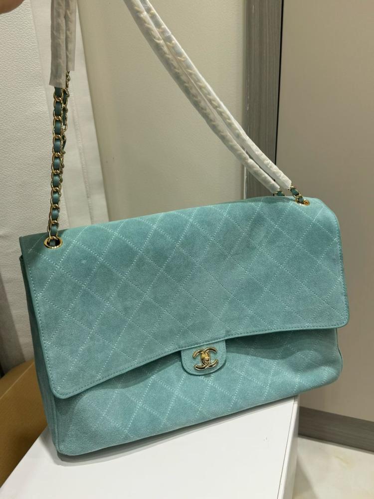 Chanel Maxi Flap Tiffany Sued