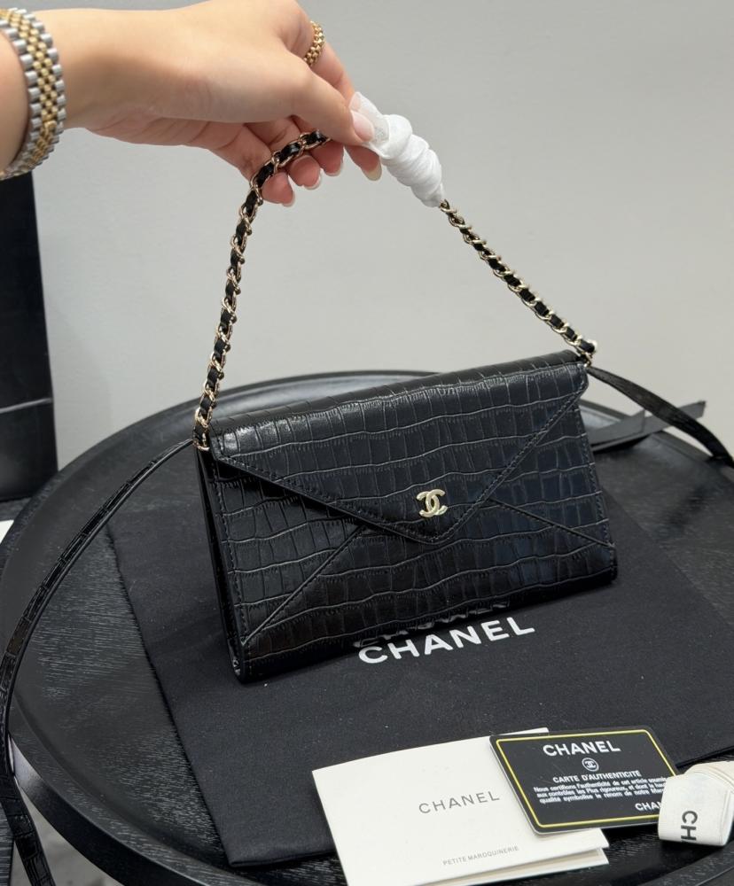 Chanel 26s Crocodile Clutch Bag - Black