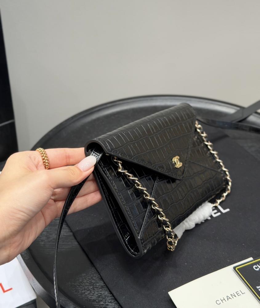 Chanel 26s Crocodile Clutch Bag - Black