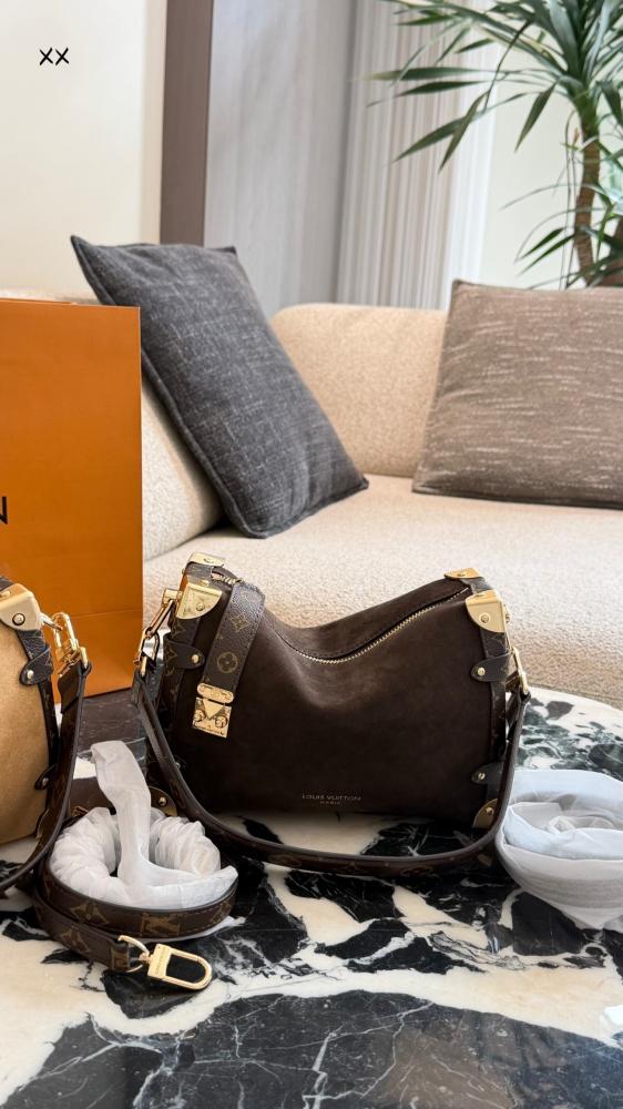 LV side trunk sued bag
