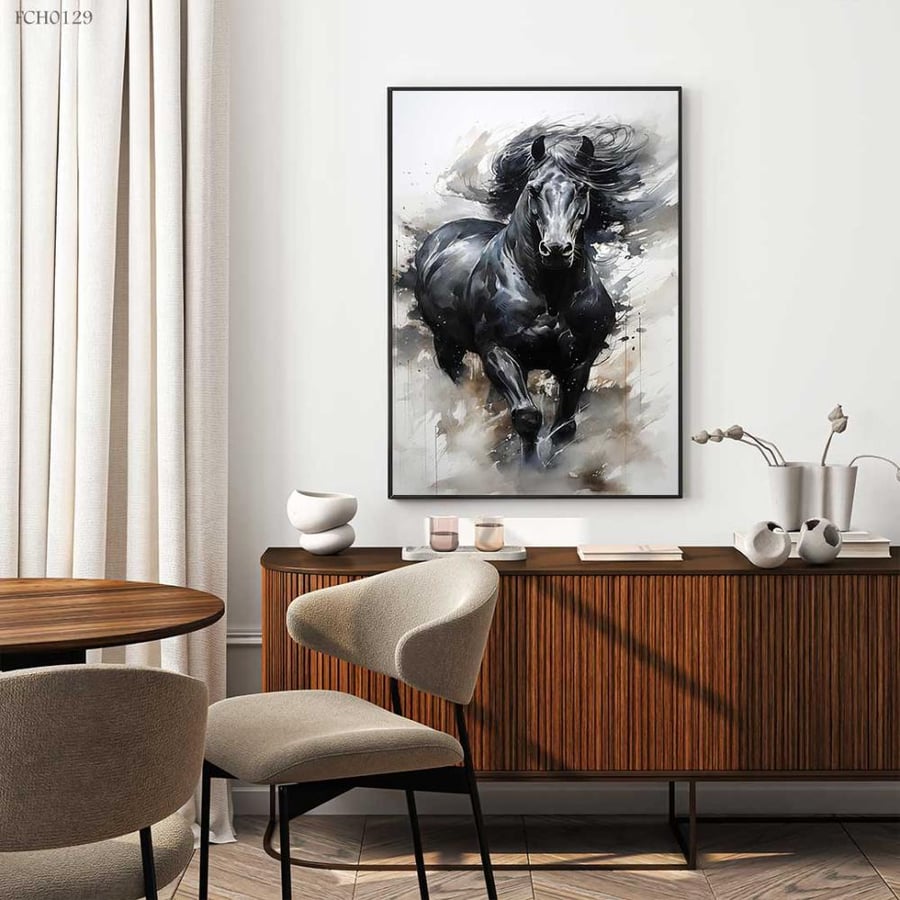 Black and white horse paintings