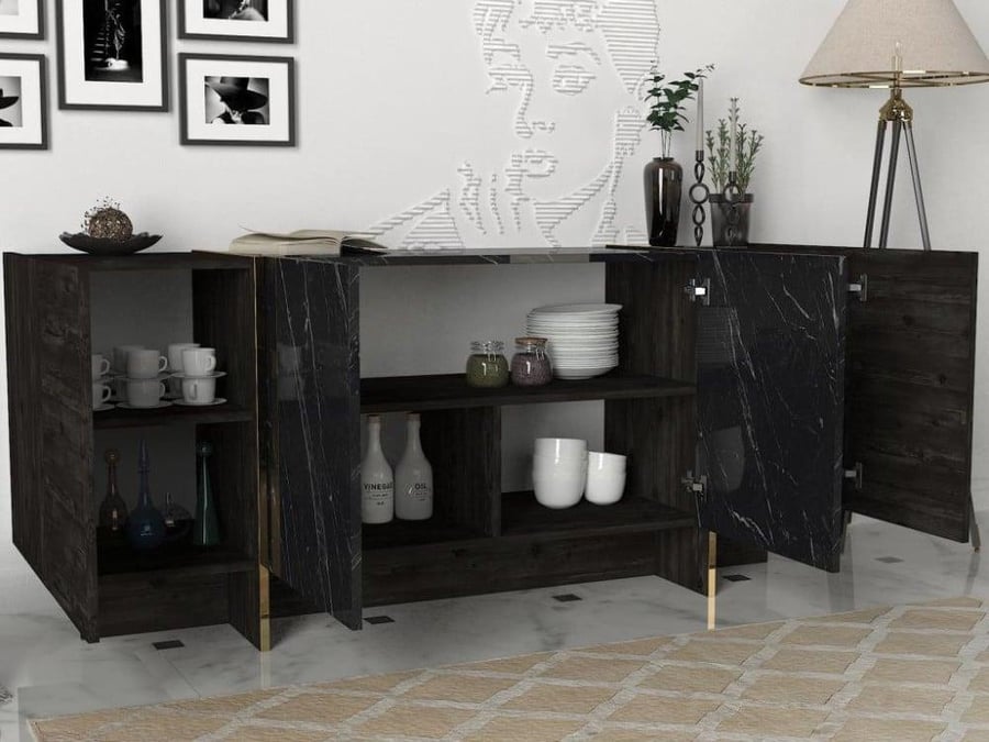 TV table set, coffee table, and entrance (Turkish craftsmanship) model Bianaco TV, Co, V-Console