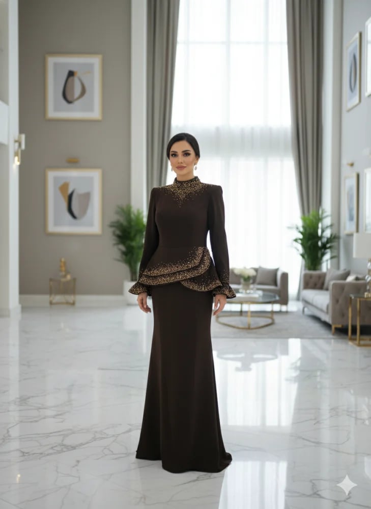 فستان سهرة كريب موديل 202599