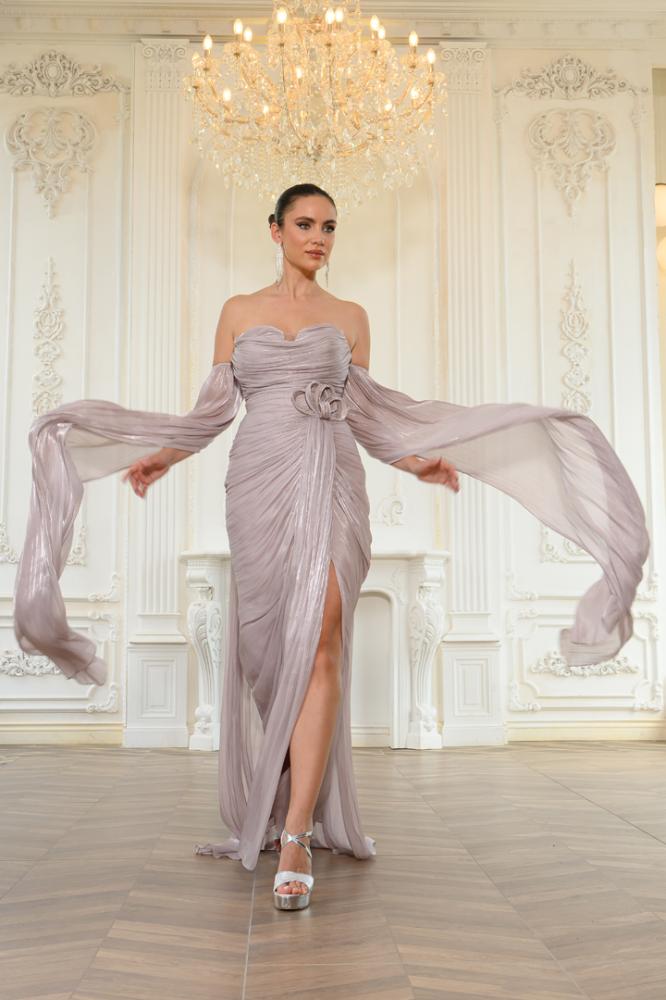 فستان سهرة كم طويل موديل 602558