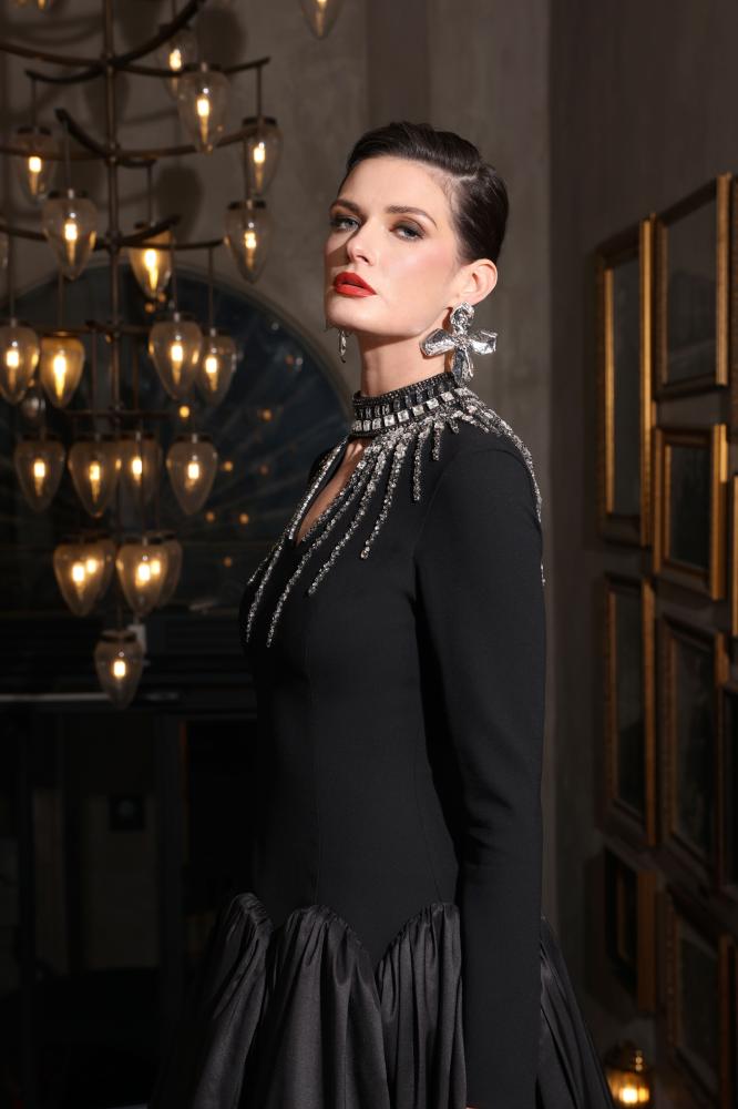 فستان سهرة ناعم كم موديل 2626