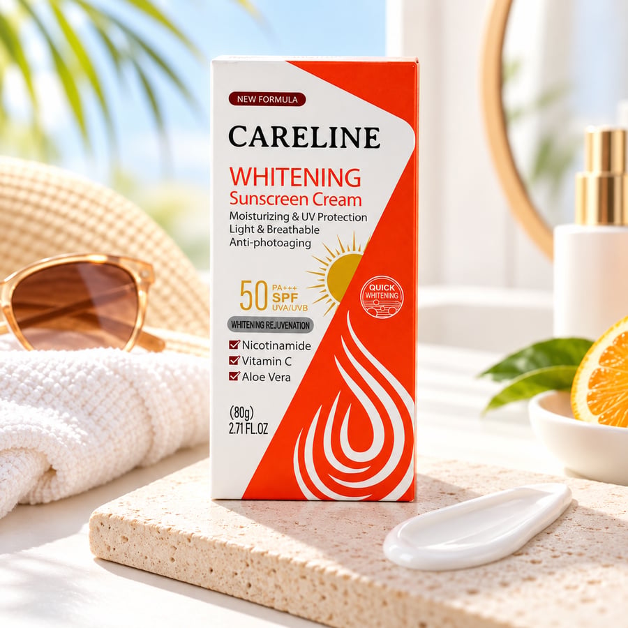 كريم واقي شمس كيرلاين للتفتيح SPF 50 PA+ بفيتامين C والألوفيرا 80 جم