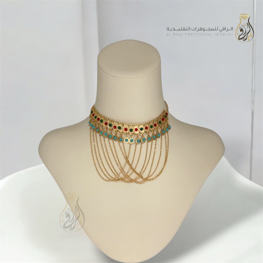 مزنط تراثي بفصوص حمراء وزرقاء