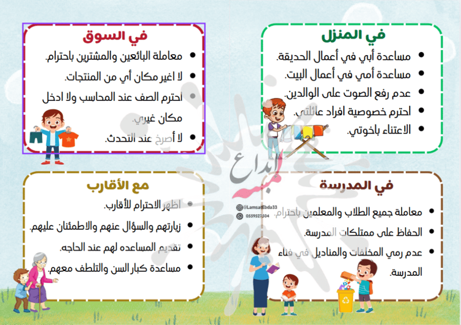 مطوية ( آداب التعامل مع الاخرين3)  مادة لغتي للصف الثالث