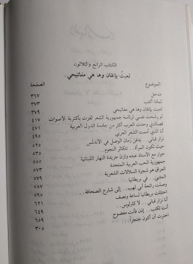 الكتاب رقم 8 . الاعمال النثرية الكاملة : نزار قباني . الصفحات 775 صفحة