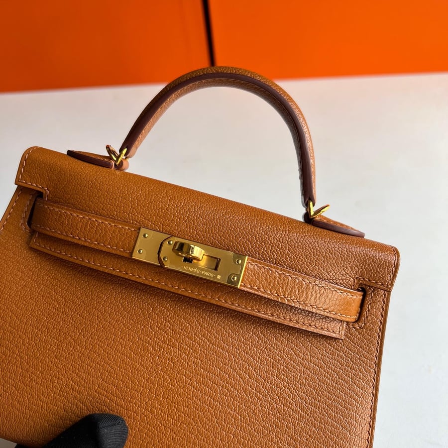Mini Kelly chevre gold With GHW