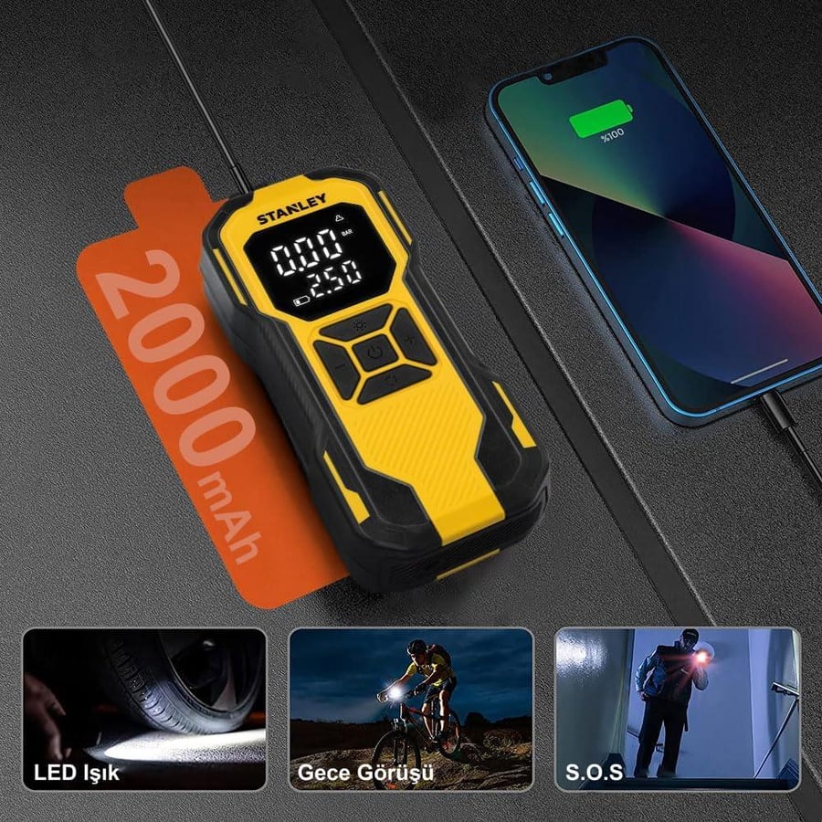 منفاخ هواء لاسلكي SXIF0101 - ضغط حتى 10 بار ببطارية 12 فولت ، جاهز أينما كنت!