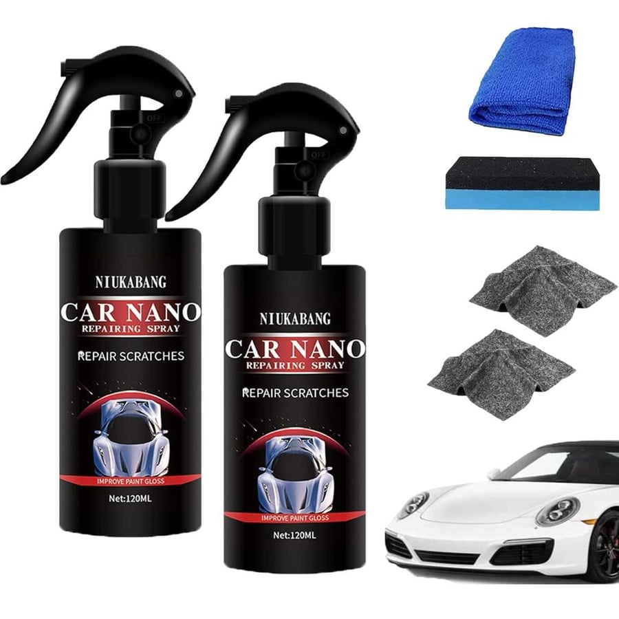 Nano spray for repairing car scratches, two pieces of paint renewal agent, nano repair spray for the car, wax polishing spray for car paint, quick scratch repair spray, for all car bodies, 120 ml