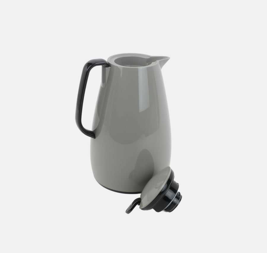 Gray tea thermos with black handle, 1.5 liters