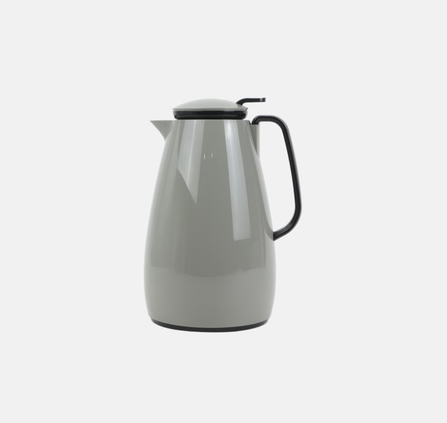 Gray tea thermos with black handle, 1.5 liters