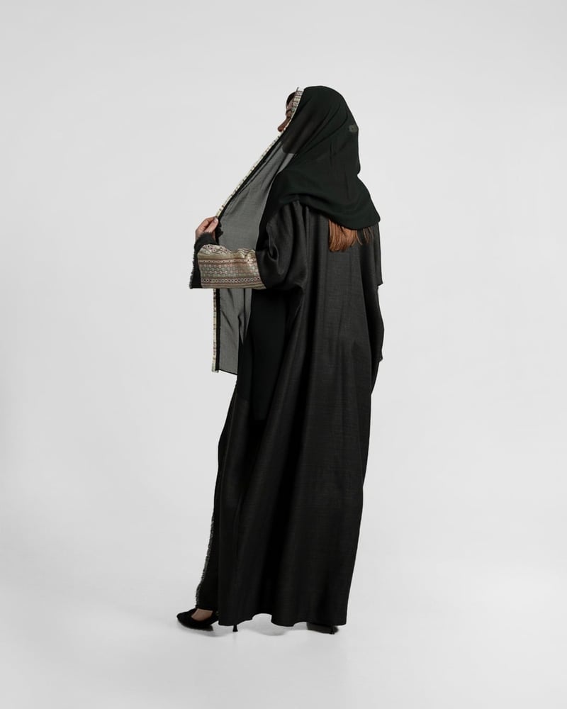 عباية نص بشت قماش كتان RH46