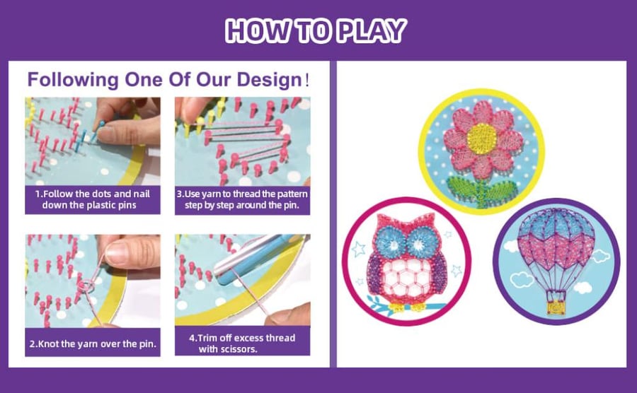 Art activity with nails and sewing