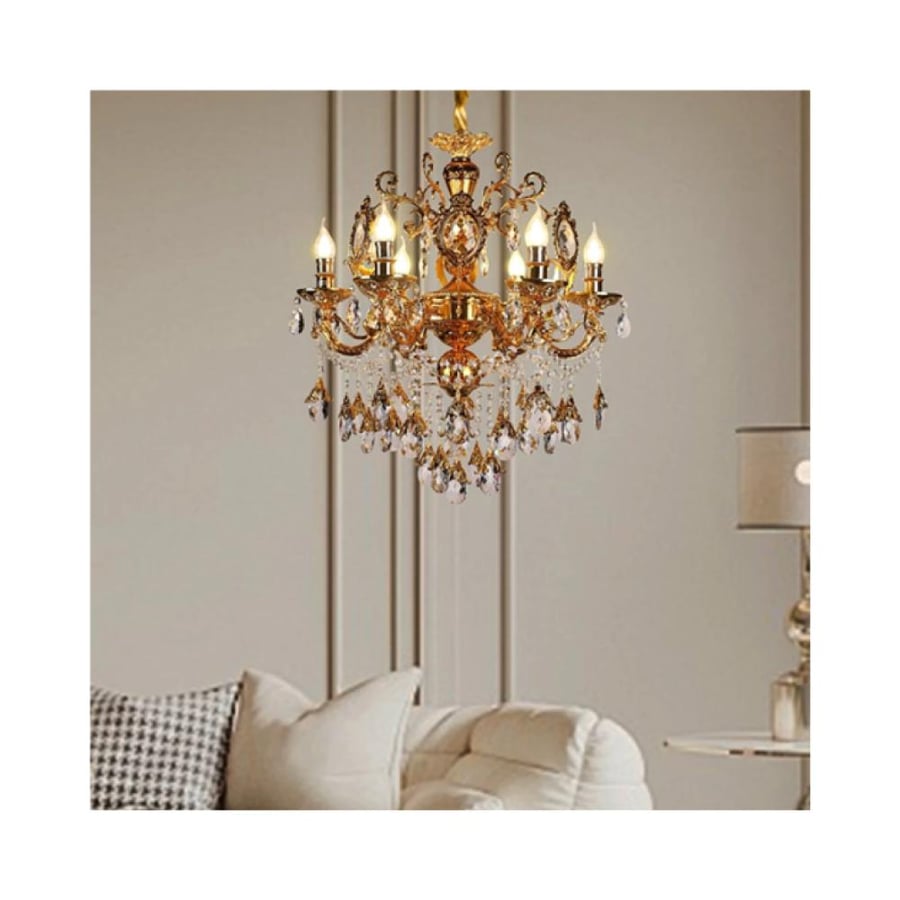 Chandelier Classic Gold and Coffee – 6 arms E14 with elegant design