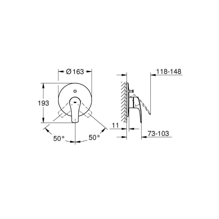 وجه خلاط بانيو ودش دفن جروهي GROHE Eurosmart كروم 19450003