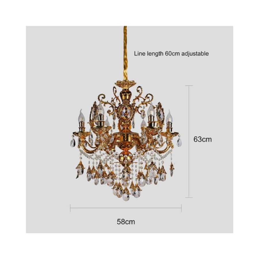 Chandelier Classic Gold and Coffee – 6 arms E14 with elegant design