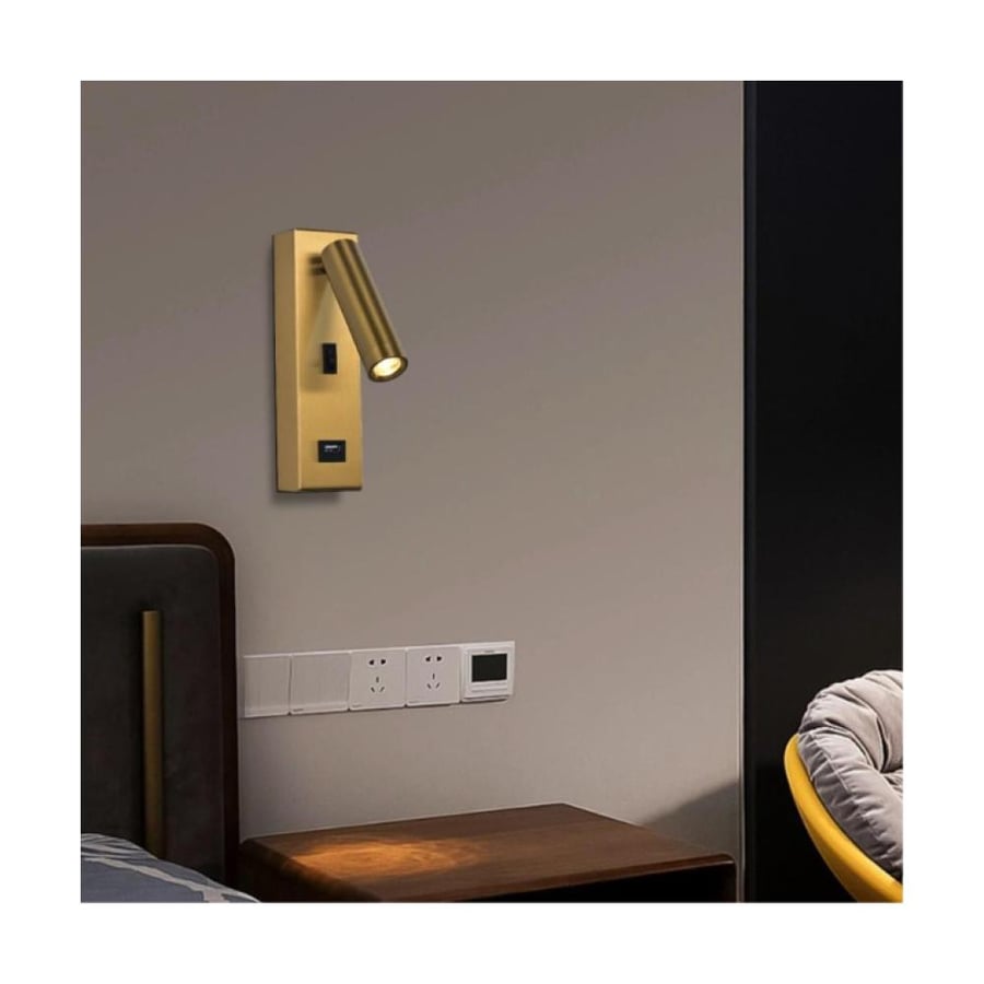 Wall-mounted modern wall clock, gold color, lighting color yellow, 3 watt