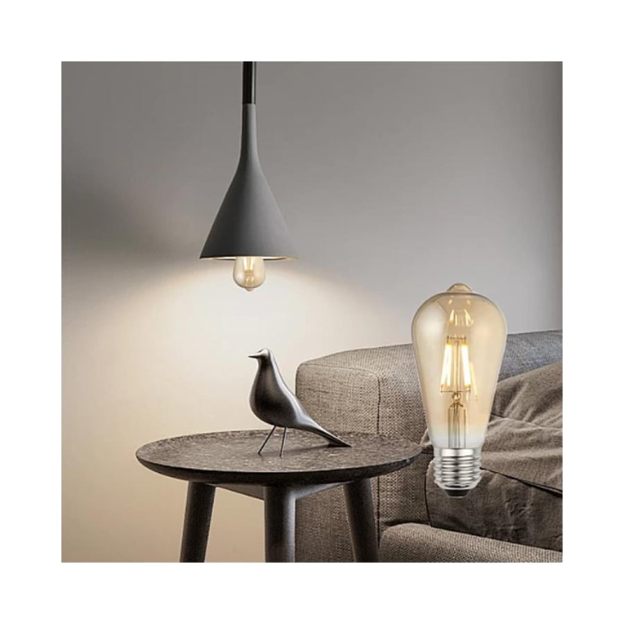 Golden glass decorative pear-shaped LED lamp 5 watts – warm lighting | E27 base