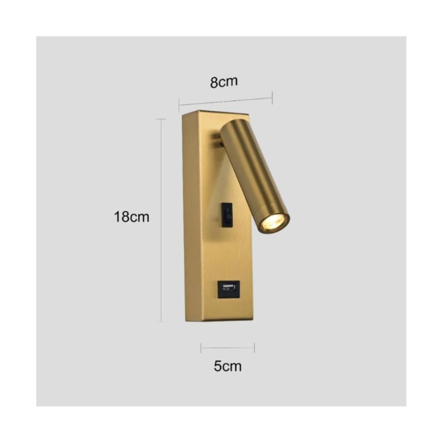 Wall-mounted modern wall clock, gold color, lighting color yellow, 3 watt