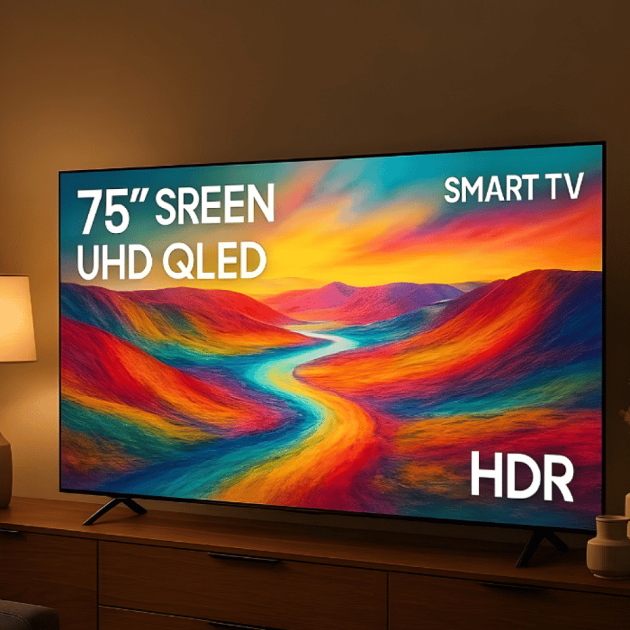 Serene 75-inch QLED 4K WebOS screen – Amazing colors and a cinematic experience
