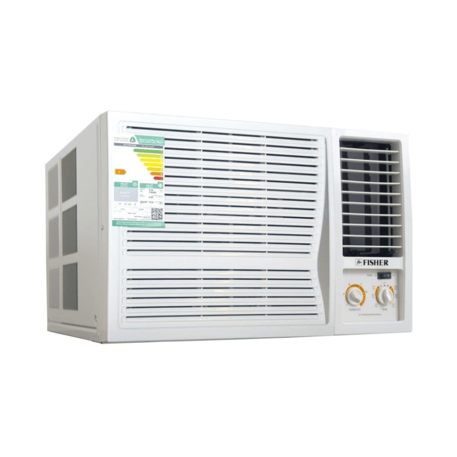 مكيف شباك فيشر، 1.5 طن حار بارد 220V-1PH-60Hz-R410a، 17600 روتاري صنع في الصين FWAC-H18HF