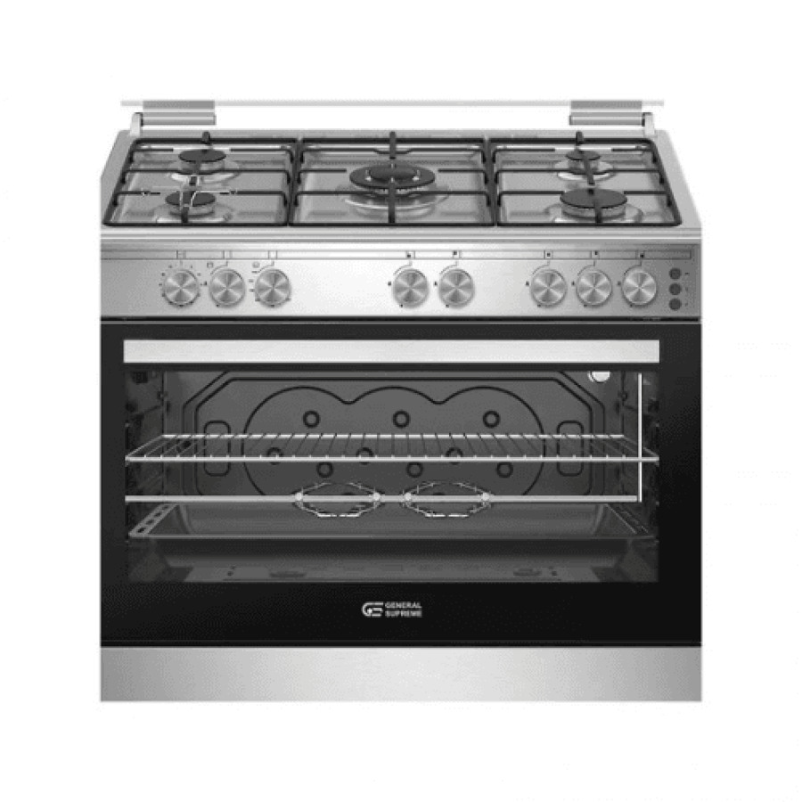 بوتاجاز غاز جنرال سوبريم قائم بذاته 90×60 سم 5 شعلات أمان كامل وشواية – GS9060FGS