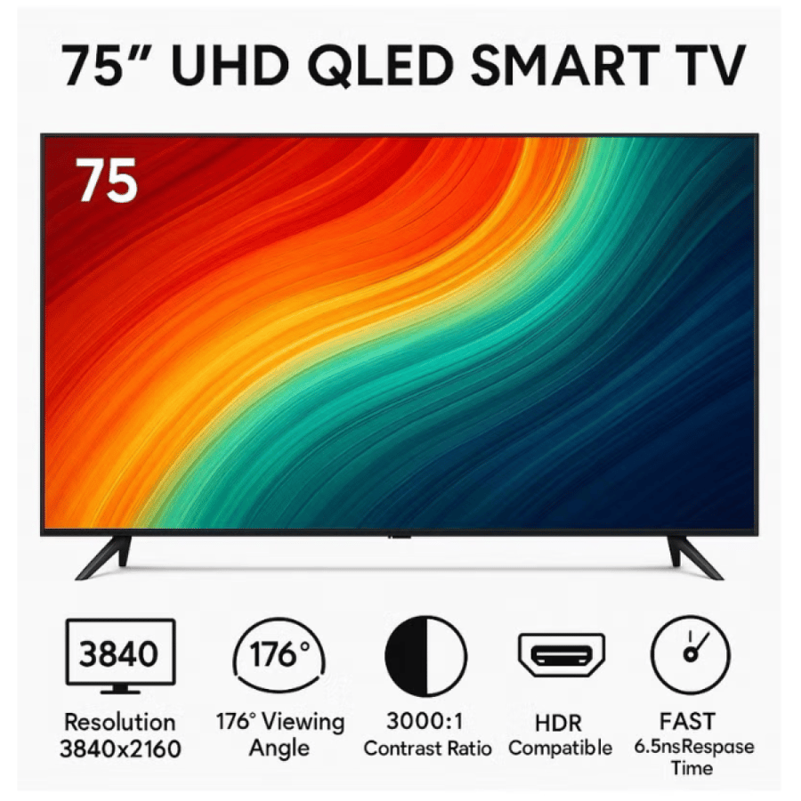 Serene 75-inch QLED 4K WebOS screen – Amazing colors and a cinematic experience