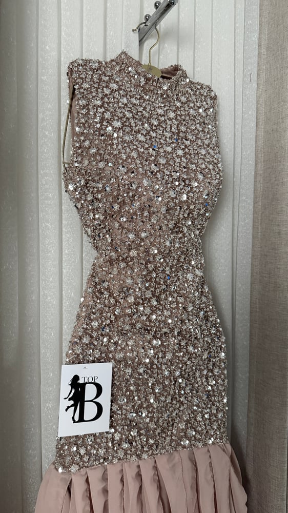 Evening dress "Top Bee" - crystal sparkle and layered ruffled skirt
