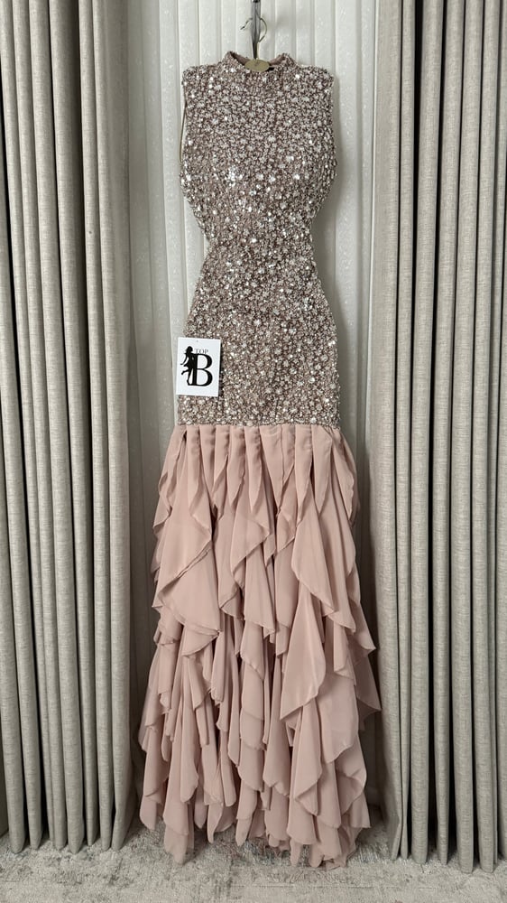 Evening dress "Top Bee" - crystal sparkle and layered ruffled skirt