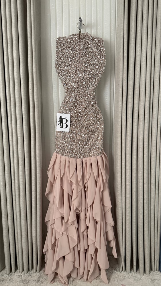 Evening dress "Top Bee" - crystal sparkle and layered ruffled skirt