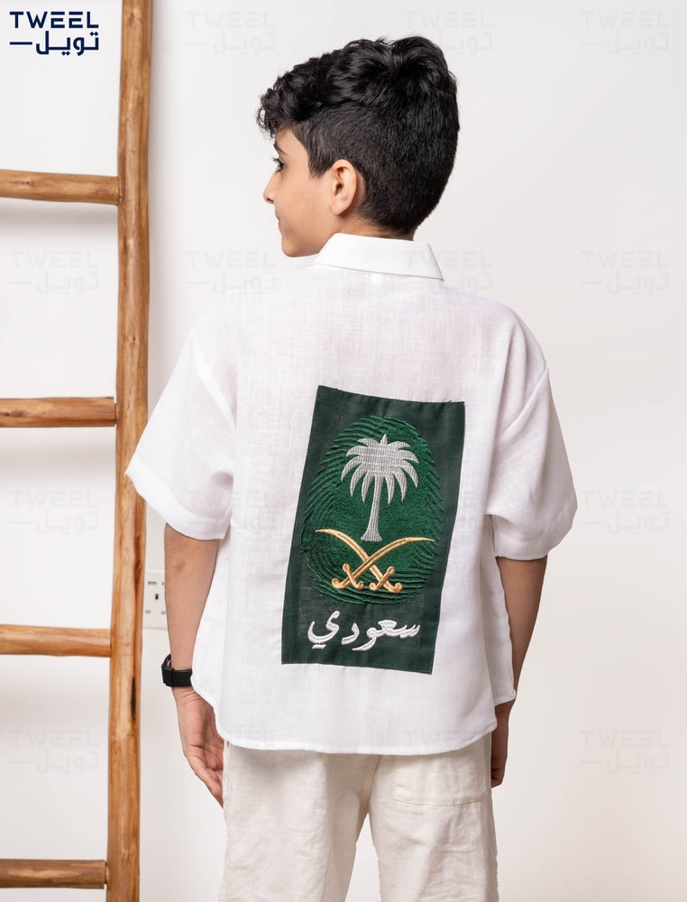 قميص كتان كم قصير