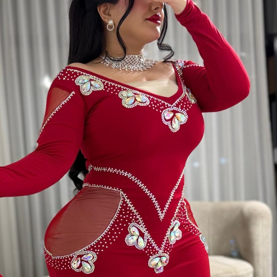 فستان استرتش شك بكرستال
