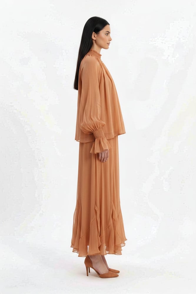 ORANGE CHIFFON DRESS