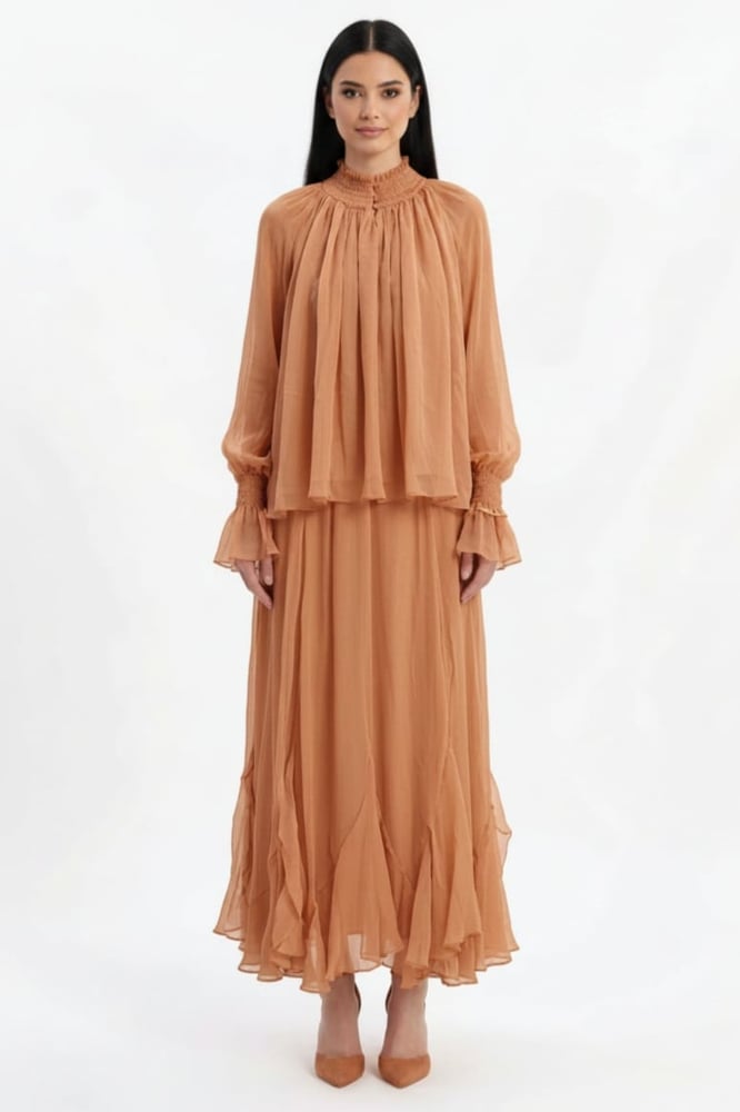ORANGE CHIFFON DRESS