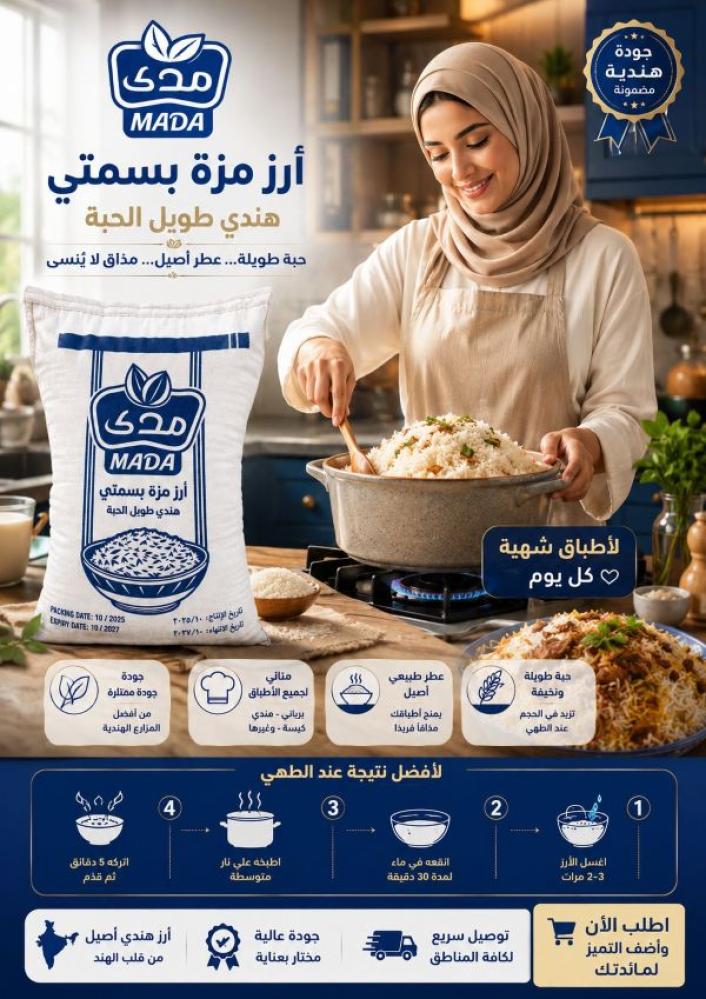 أرز بسمتي هندي فاخر من مدى - كيس 10 كجم