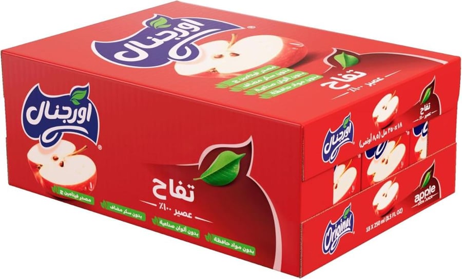مشروب اوريجينال بنكهة التفاح عبوة تيترا، 18 × 250 مل
