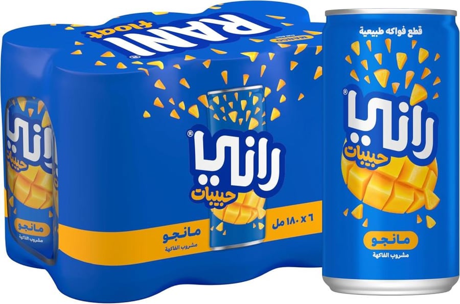 مشروب فاكهة بنكهة المانجو بدون سكر مضاف من راني، 180 مل