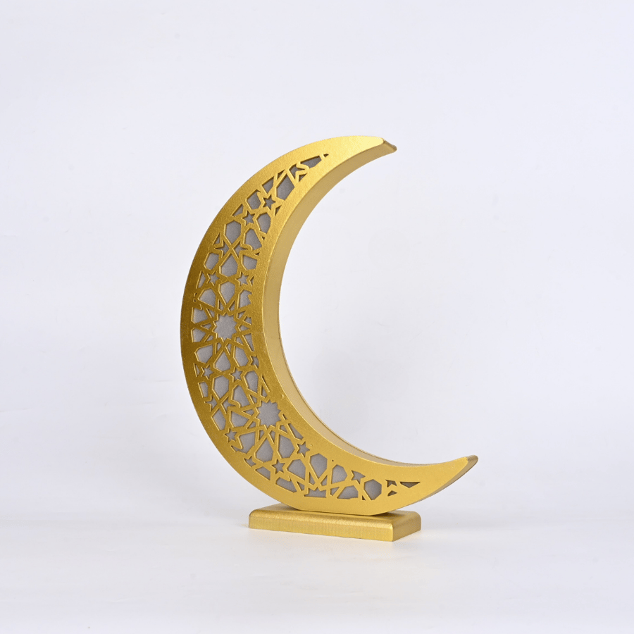 هلال رمضان خشبي لد بتصميم مميز - طراز هـ