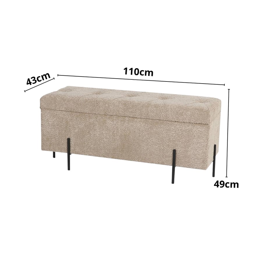 صندوق تخزين دروفا بوكليه 110×43×49 سم لون بني – صندوق تنظيم متعدد الاستخدامات بتصميم مودرن لغرف النوم والمعيشة والمداخل