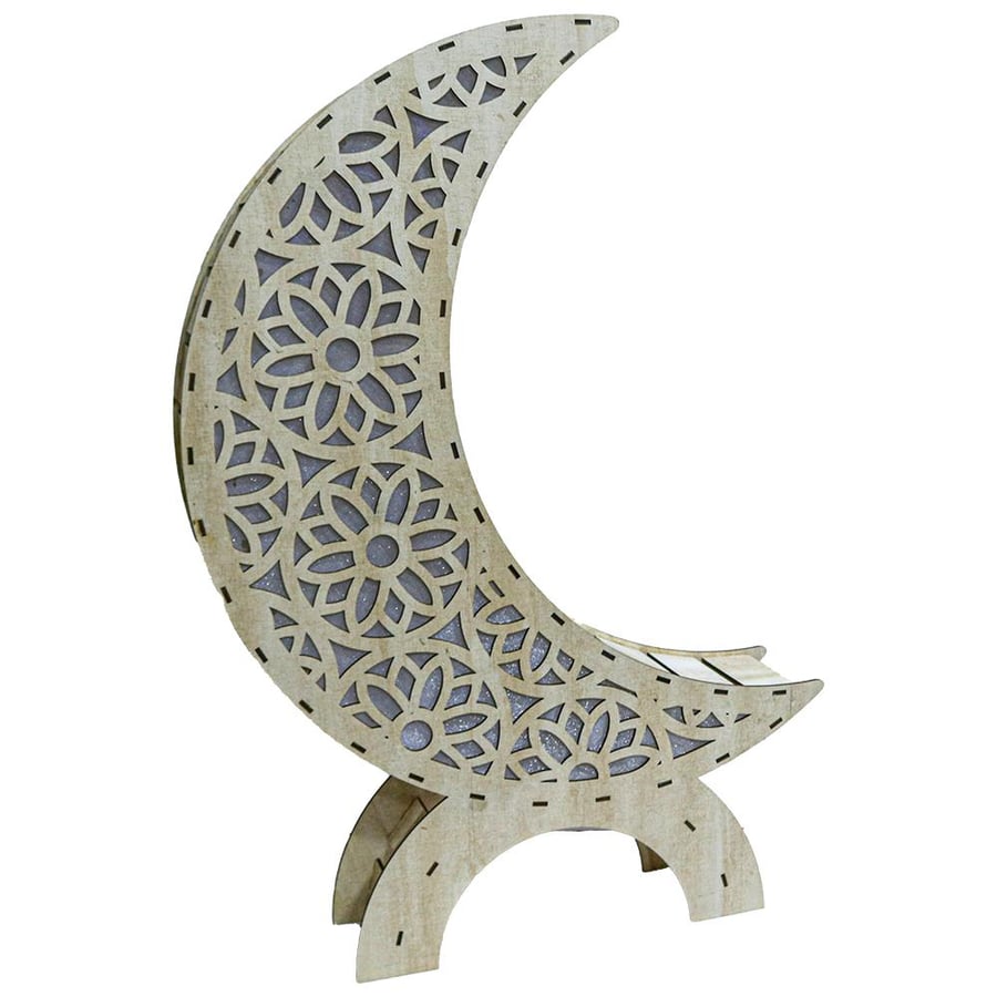 هلال رمضان خشب مضيء كهرباء