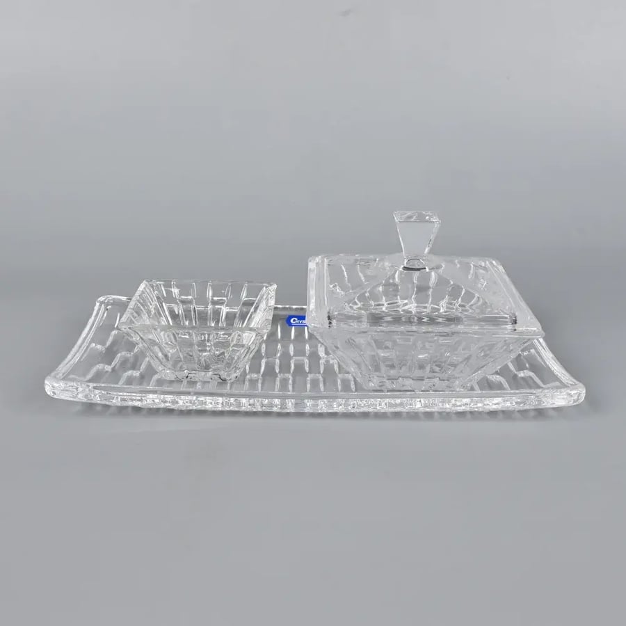 طقم تمرية زجاج أنيق للتقديم والضيافة – تصميم فاخر لتقديم التمر والحلويات