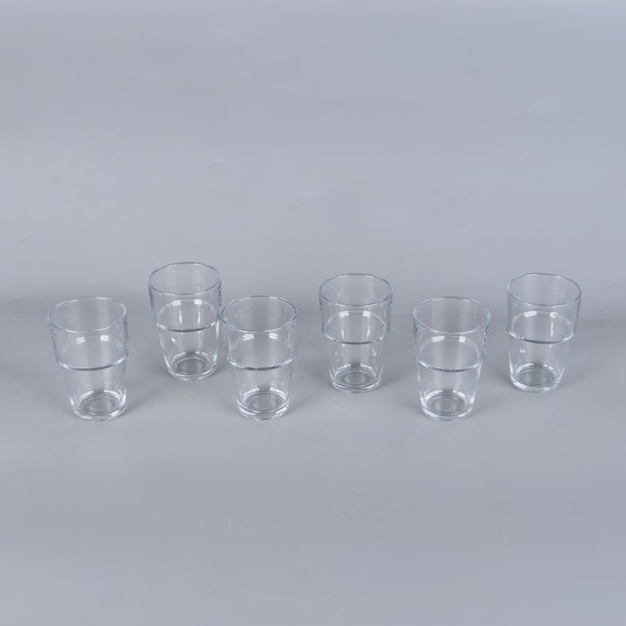 طقم كاسات شاي زجاج شفاف 6 حبة 210 مل - طراز ب